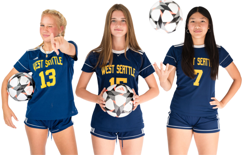 West Seattle High School Girls Soccer Team Three West Seattle High School Girls Soccer Team members.