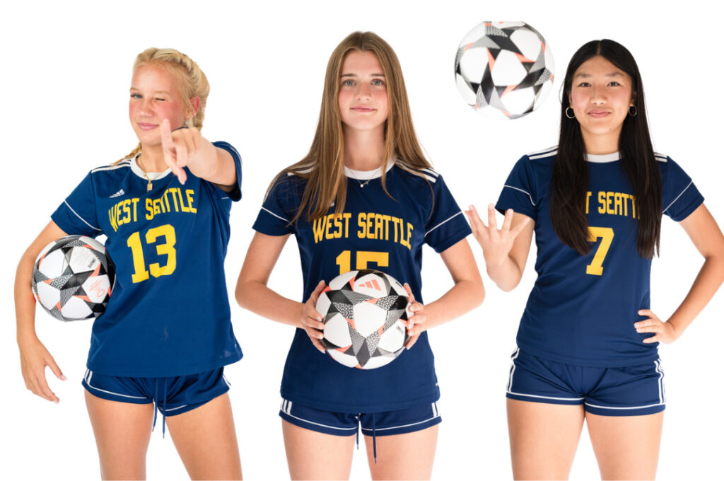 Three West Seattle High School Girls Soccer Team members.
